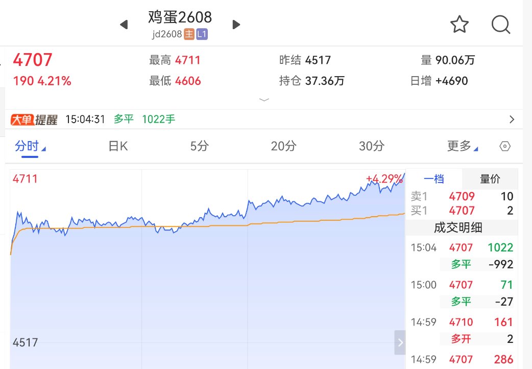 库存告急！鸡蛋期价涨超4%